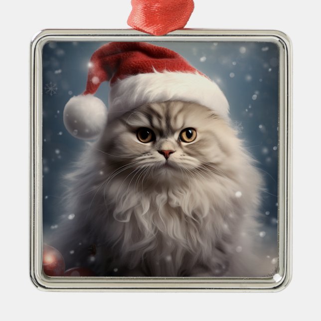 FLUFFY HELGDAG CHRISTMAS PERSIAN TABBY KITTEN JULGRANSPRYDNAD METALL (Framsidan)