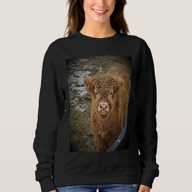 Fluffy Highland cow T Shirt (Framsida)