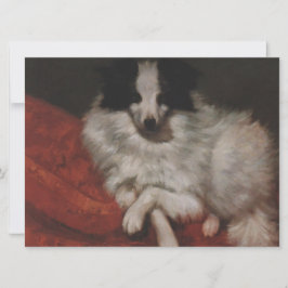 Fluffy Hund Sitta på en Cushion (Gustave Courbet) Kort