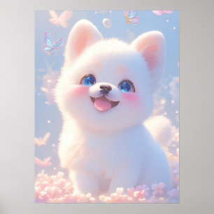 Fluffy Hund Whimsical Dream Poster