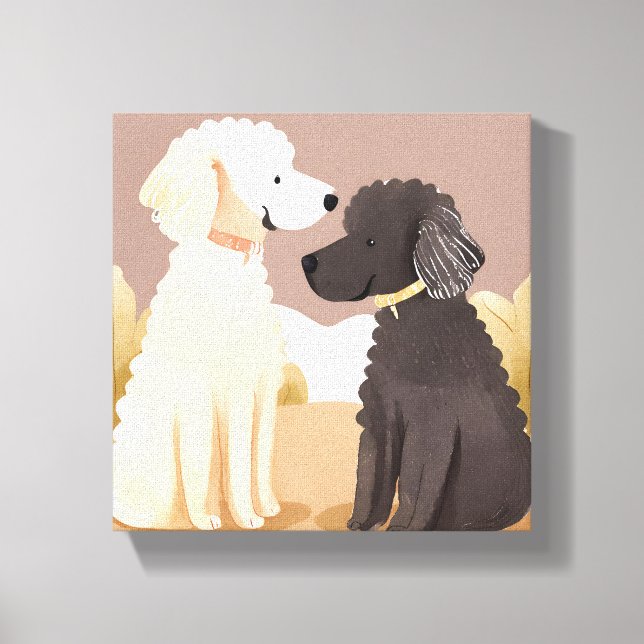 Fluffy Hundar | Måla vattenfärg Canvastryck (Framsida)