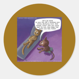 Fluffy in Therapy Funny Katt Tecknad Runt Klistermärke