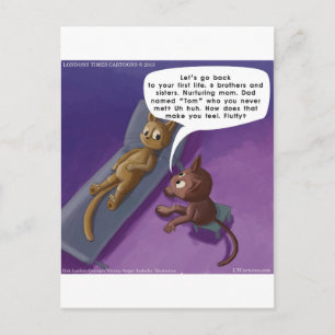 Fluffy in Therapy Funny Katt Tecknad Vykort