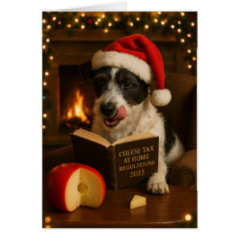 Fluffy Jack Russell  'Cheese Tax' Christmas card Hälsningskort