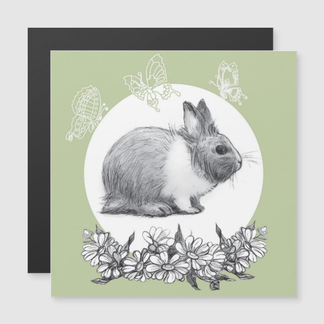 Fluffy kaninen. Pencil teckning (Fram/baksida)