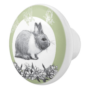 Fluffy kaninen. Pencil teckning Knopp