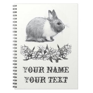 Fluffy kaninen. Pencil teckning svartvit svart Anteckningsbok