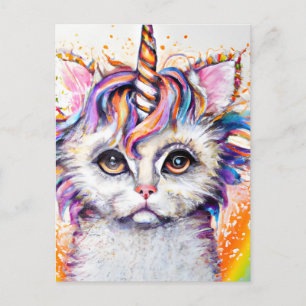 Fluffy Kitten Unicorn Vykort