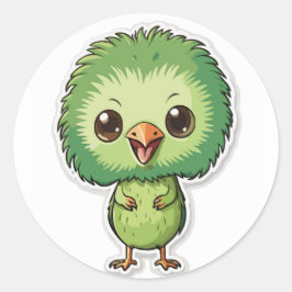 Fluffy Kiwi Bird Sticker - En cute- och Quirky-iko Runt Klistermärke