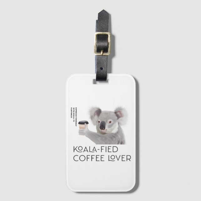 Fluffy Koala Pun Coffee Älskare Bagagebricka (Framsida vertikal)