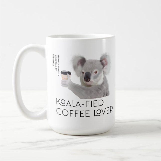 Fluffy Koala Pun Coffee Älskare Kaffemugg (Vänster)