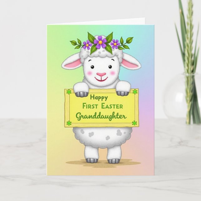 Fluffy Lamb Easter Message Card Kort (Framsida)