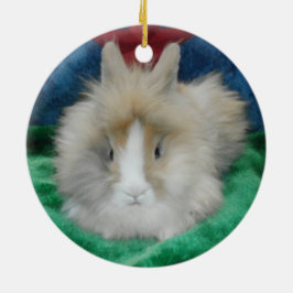 Fluffy Lionhead Bunny Rabbit Julgransprydnad Keramik