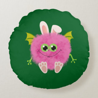 Fluffy little pink rabbit monster rund kudde