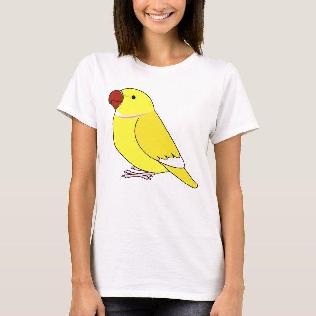 Fluffy lutino indian ring-halsad parrot tecknad t shirt (Framsida)