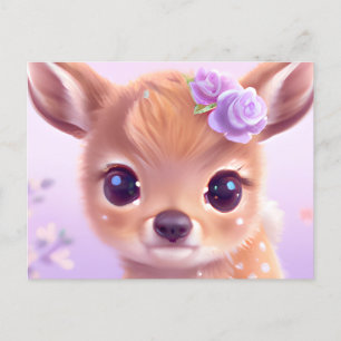 Fluffy Lycklig Baby Hjort med Ivory Nose Vykort