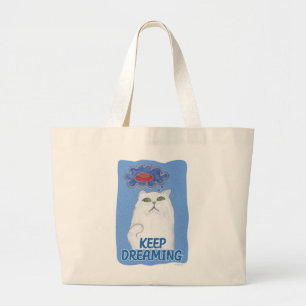 Fluffy Lycklig Dreaming Sweet Cat Illustration Jumbo Tygkasse