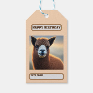 "Fluffy Majesty: The Big Wooly Brown Alpaca" Presentetikett