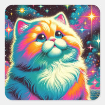 Fluffy Orange Rosa Cat in Space