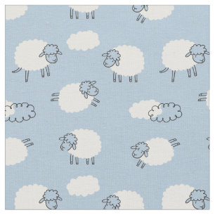Fluffy Pastel Blue Lamb Mönster Tyg