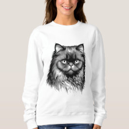 Fluffy Persian Cat Sketch Women's Sweater T Shirt