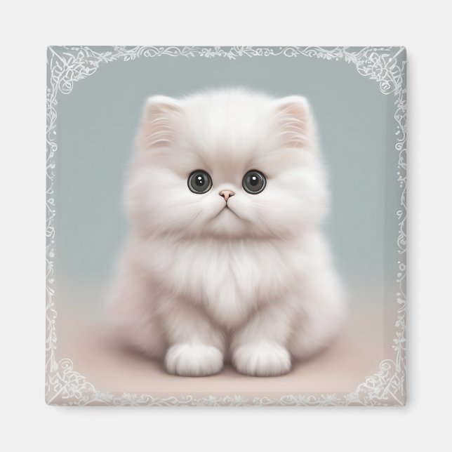 Fluffy Persian Nursery Cat Art Magnet (Framsidan)
