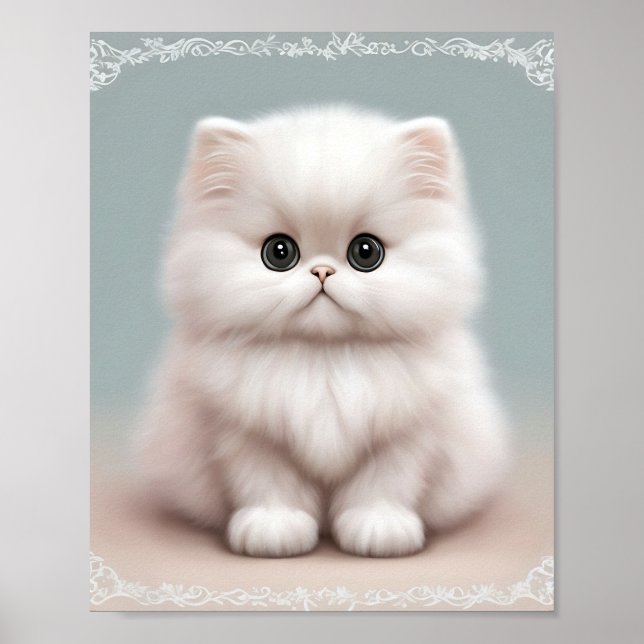Fluffy Persian Nursery Cat Art Poster (Framsidan)