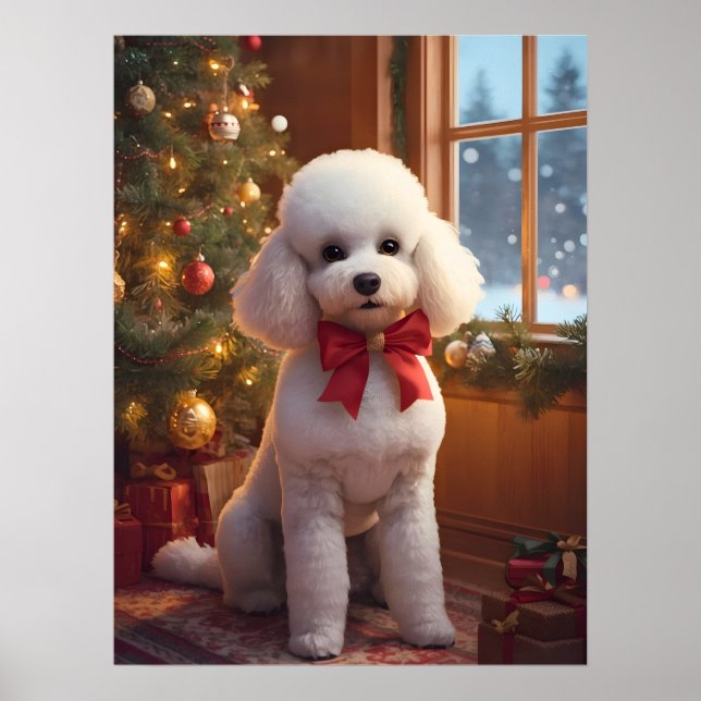Fluffy Poodle Christmas Poster (Framsidan)