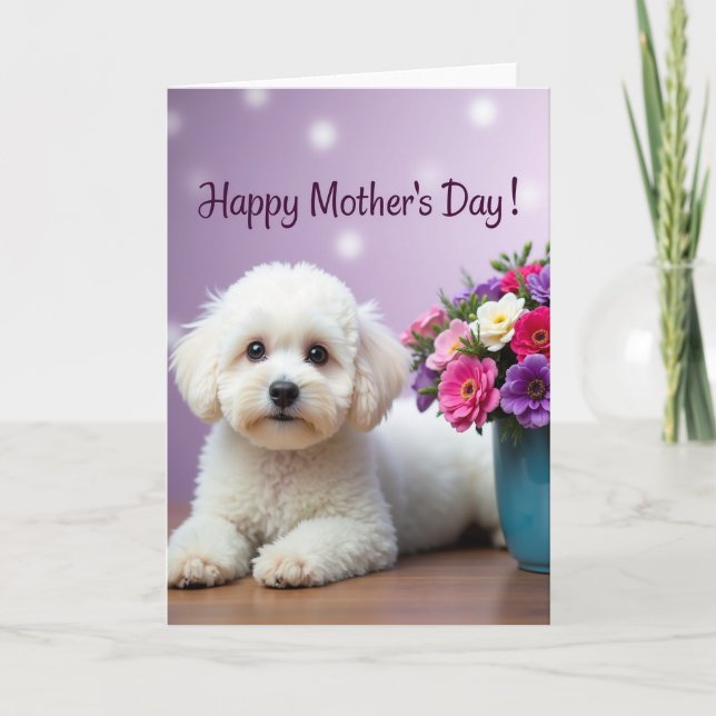Fluffy Pup Mothers Day Card Kort (Framsida)