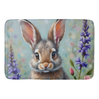 Fluffy Rabbit i Fält i Flowers Badrumsmatta