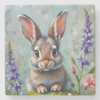 Fluffy Rabbit i Fält i Flowers Stenunderlägg