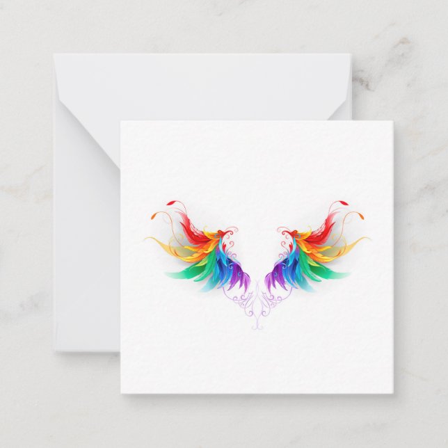 Fluffy Rainbow Vingar Anteckningskort (Framsida)
