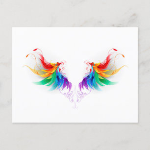 Fluffy Rainbow Vingar Helg Vykort