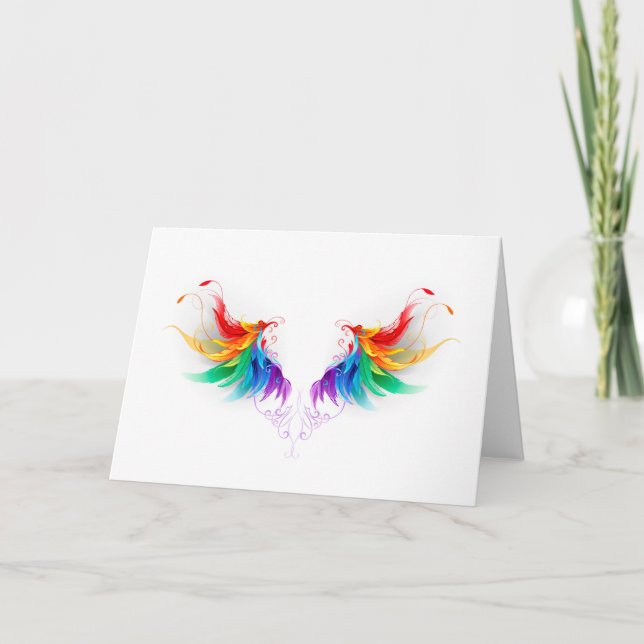 Fluffy Rainbow Vingar Inbjudan (Framsida)