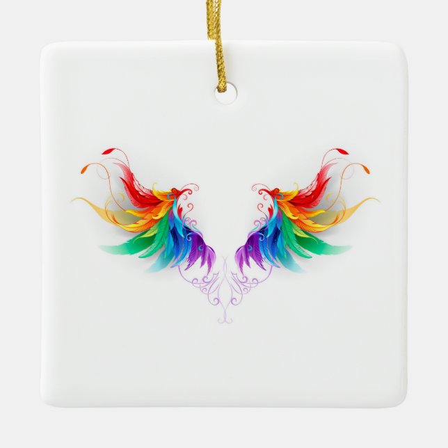 Fluffy Rainbow Vingar Julgransprydnad Keramik (Framsida)