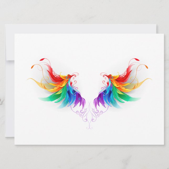 Fluffy Rainbow Vingar Julkort (Framsida)