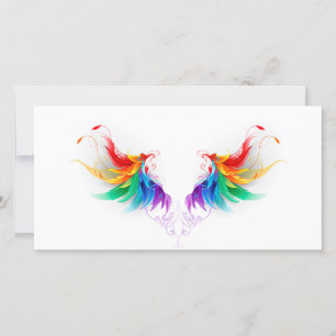 Fluffy Rainbow Vingar Julkort
