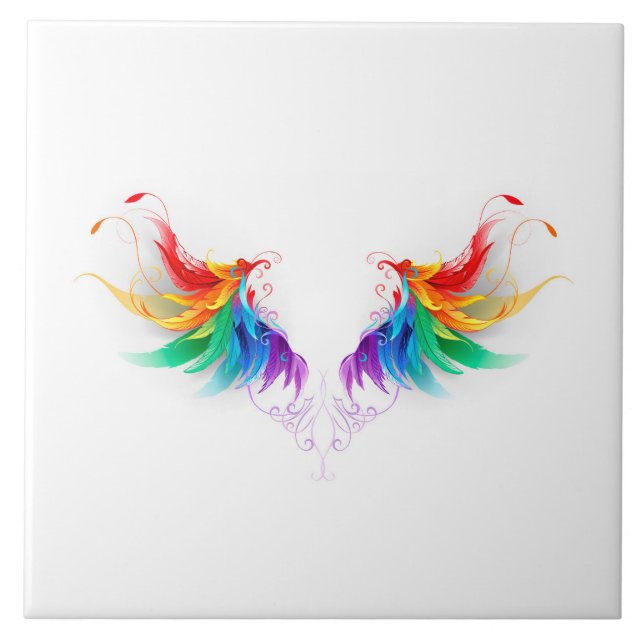 Fluffy Rainbow Vingar Kakelplatta (Framsidan)