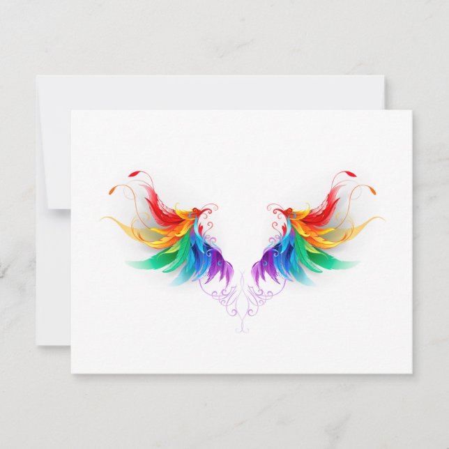 Fluffy Rainbow Vingar Kort (Framsida)