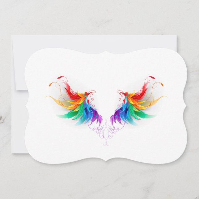 Fluffy Rainbow Vingar Kort (Framsida)
