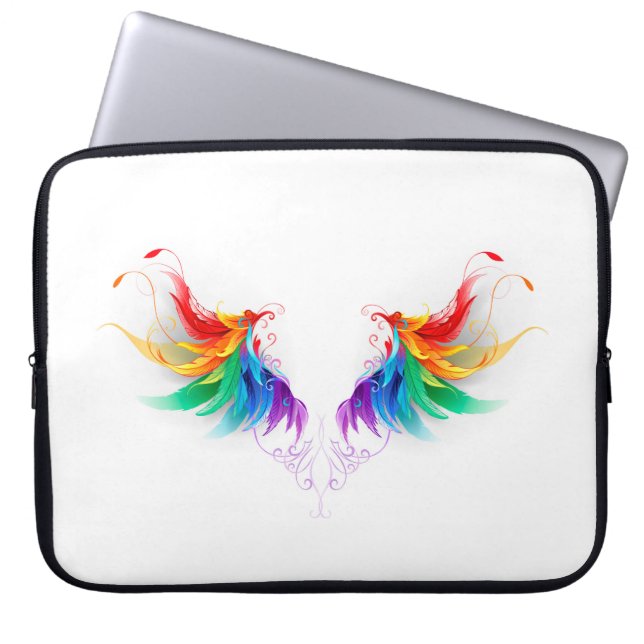 Fluffy Rainbow Vingar Laptop Fodral (Framsidan)