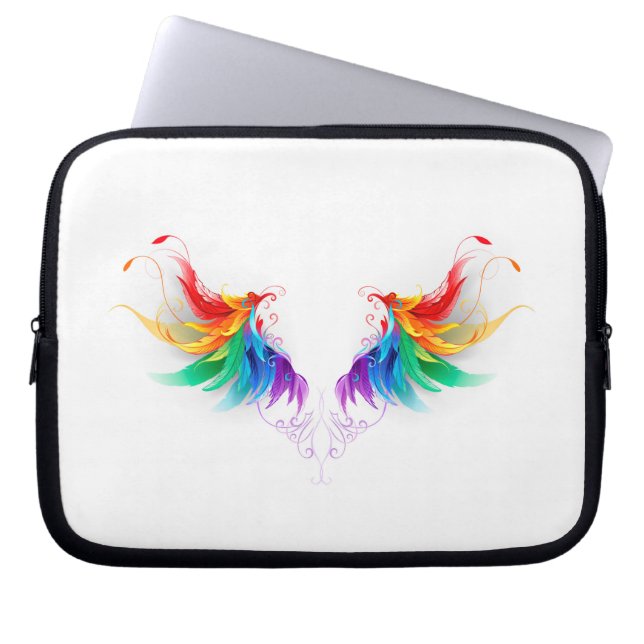Fluffy Rainbow Vingar Laptop Fodral (Framsidan)