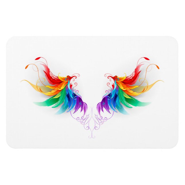 Fluffy Rainbow Vingar Magnet (Horisontell)