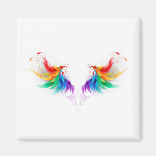 Fluffy Rainbow Vingar Magnet