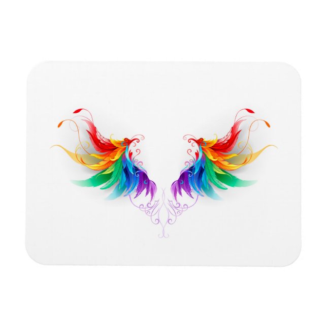 Fluffy Rainbow Vingar Magnet (Horisontell)