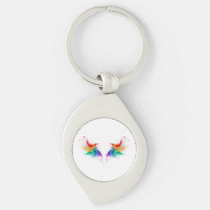 Fluffy Rainbow Vingar Swirl Silverfärgad Nyckelring