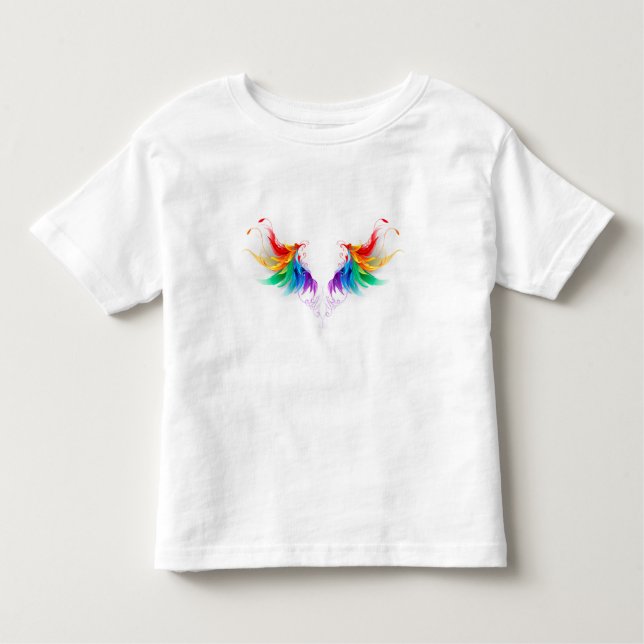 Fluffy Rainbow Vingar T Shirt (Framsida)
