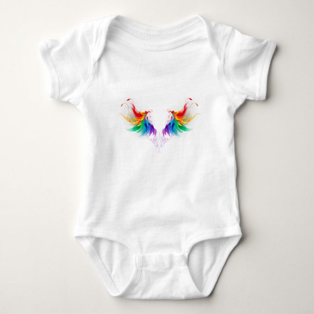 Fluffy Rainbow Vingar T Shirt (Framsida)