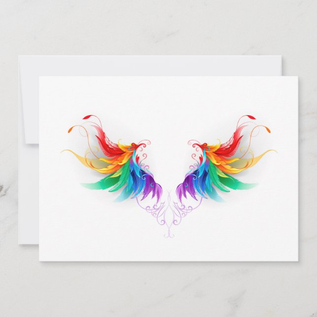 Fluffy Rainbow Vingar Tack Kort (Framsida)