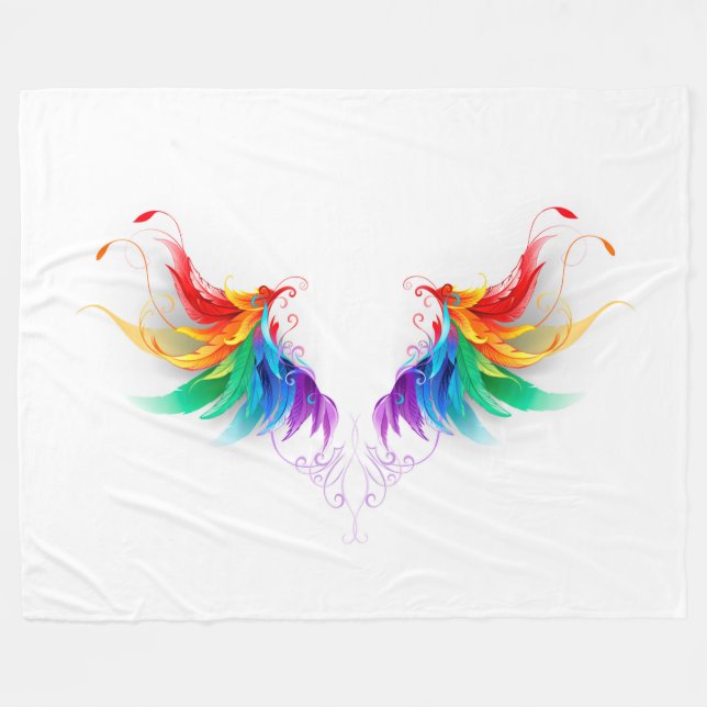 Fluffy Rainbow Wings Fleecefilt (Framsidan (Horisontell))